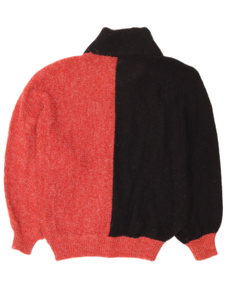 Pulover vintage pentru femei cu gât țestoasă IT 42 Medium Red Colorblock