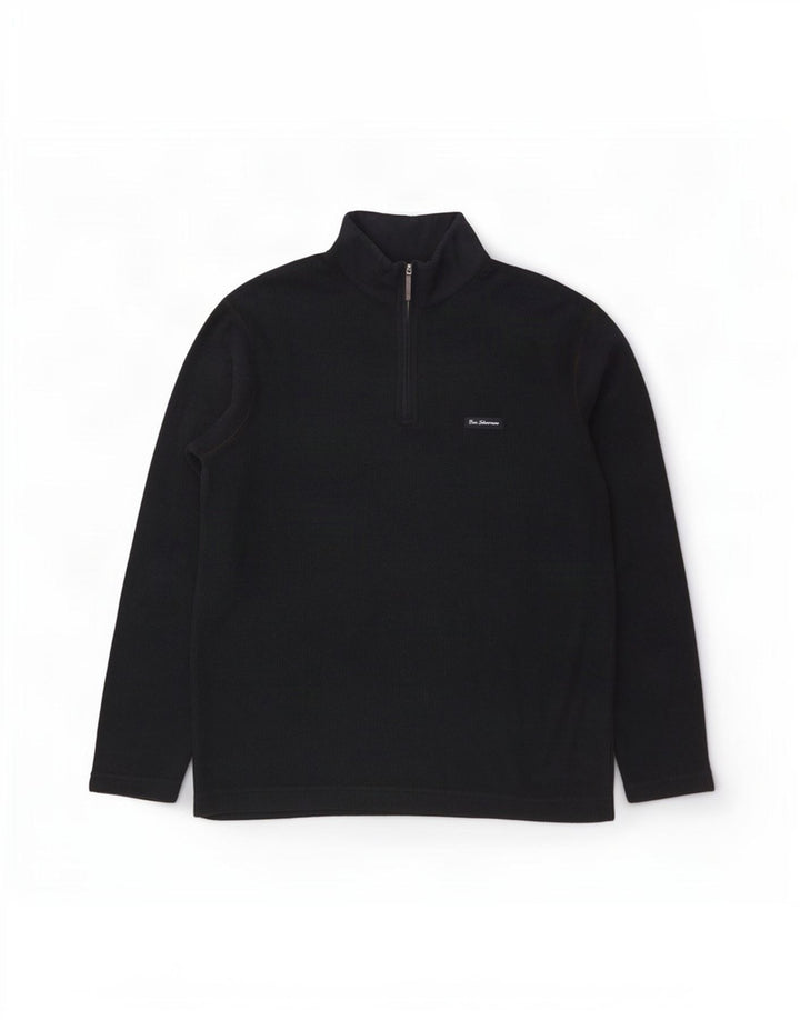 Pulover pentru bărbați Ben Sherman, cu fermoar, cu gât, bumbac mare, albastru