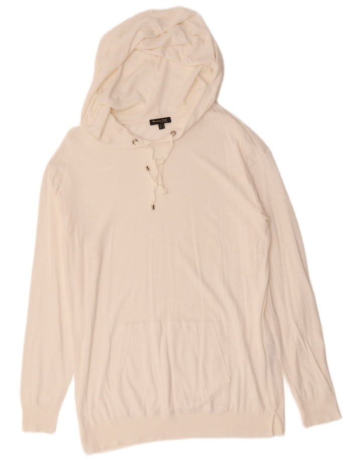 Pulover Massimo Dutti pentru damă, cu glugă, UK 12, mediu, alb, Lyocell