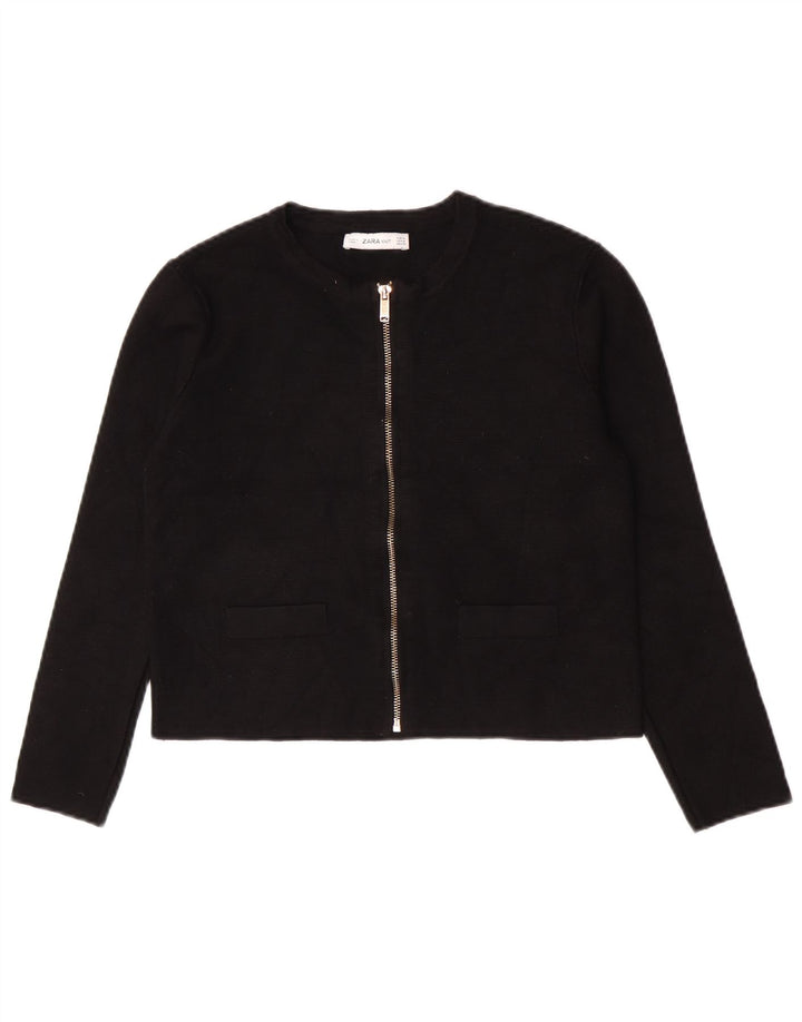 Zara Womens Crop Cardigan Sweater UK 12 Medium Black