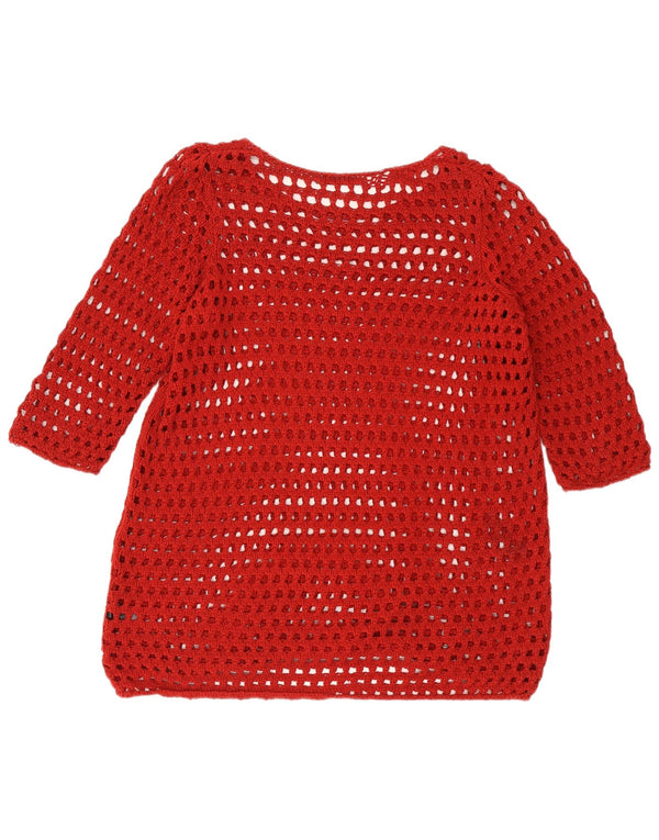 Rochie cu pulover croșetat cu mâneci 3/4 pentru femei UK 24 4XL roșu acrilic