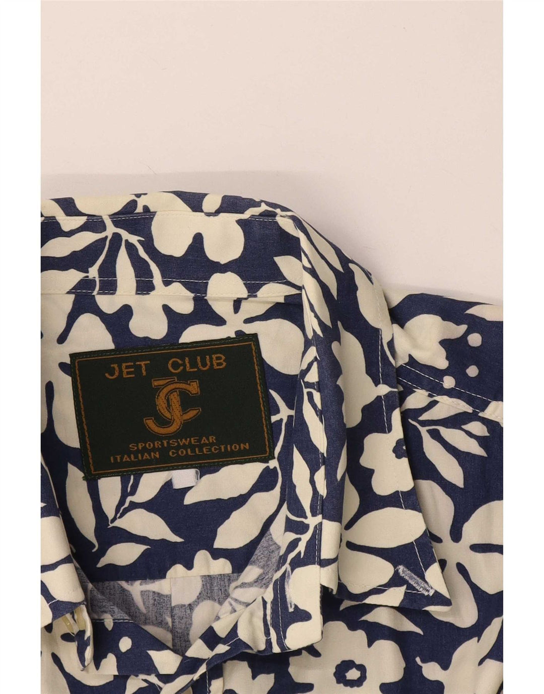 Cămașă vintage pentru bărbați cu mânecă scurtă, albastru marin mediu, floral