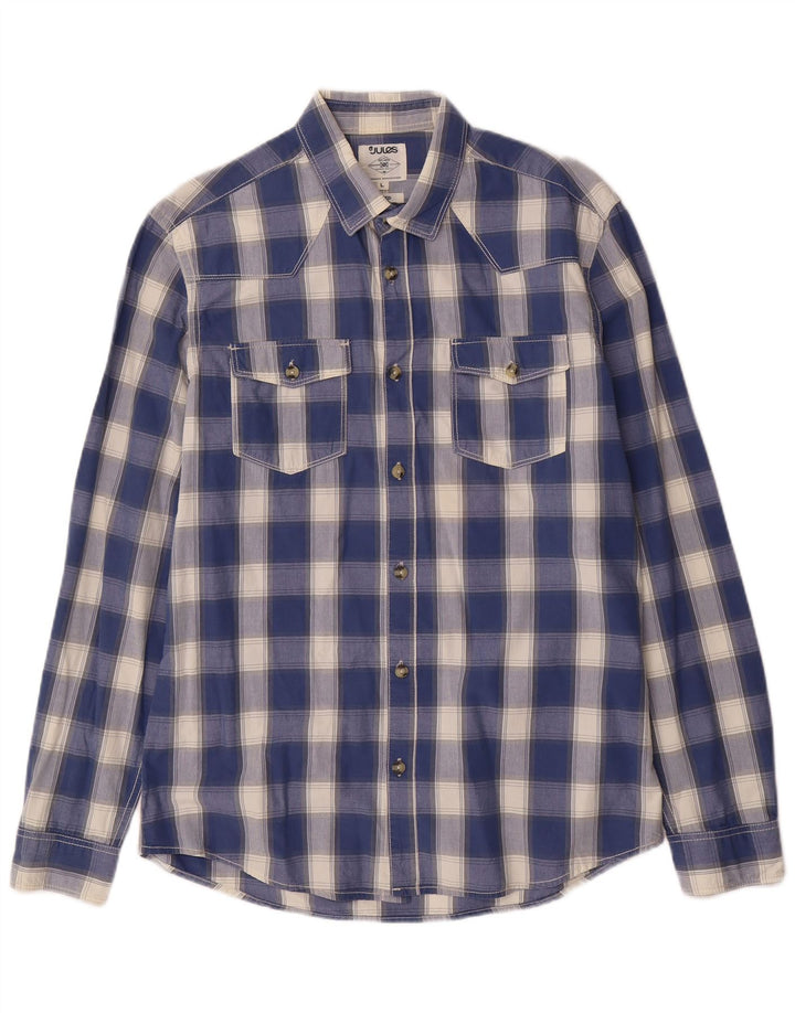 Cămașă pentru bărbați JULES, mare, cu carouri albastre din bumbac