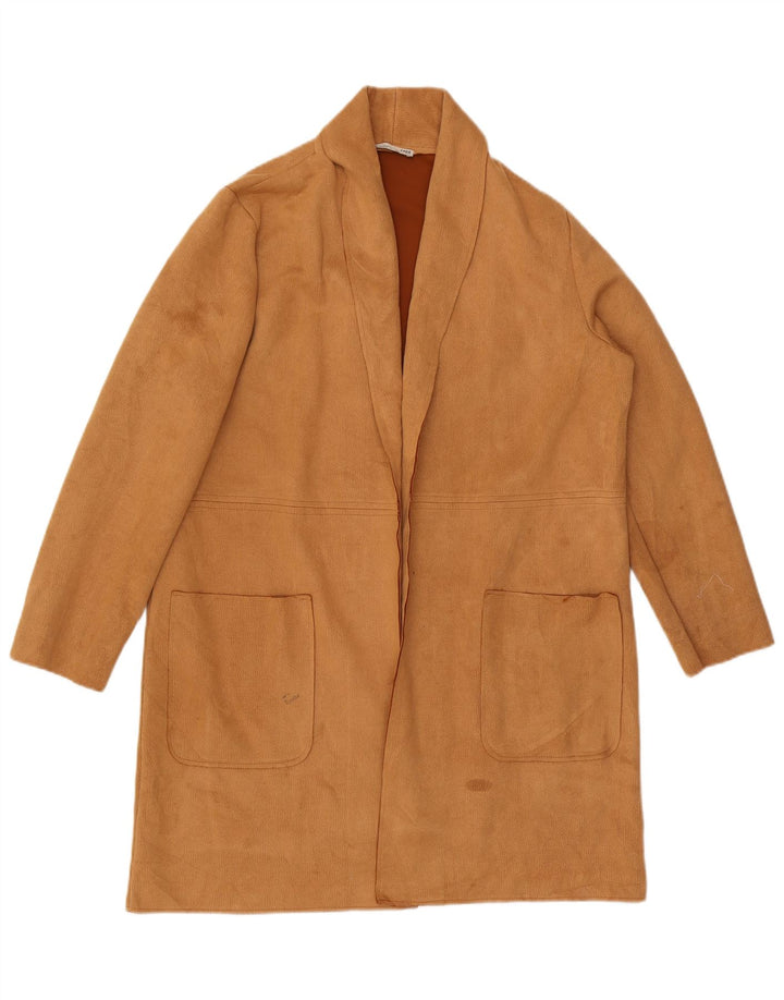Pulover cardigan cu paragate Zara pentru femei UK 16 Poliester maro mare