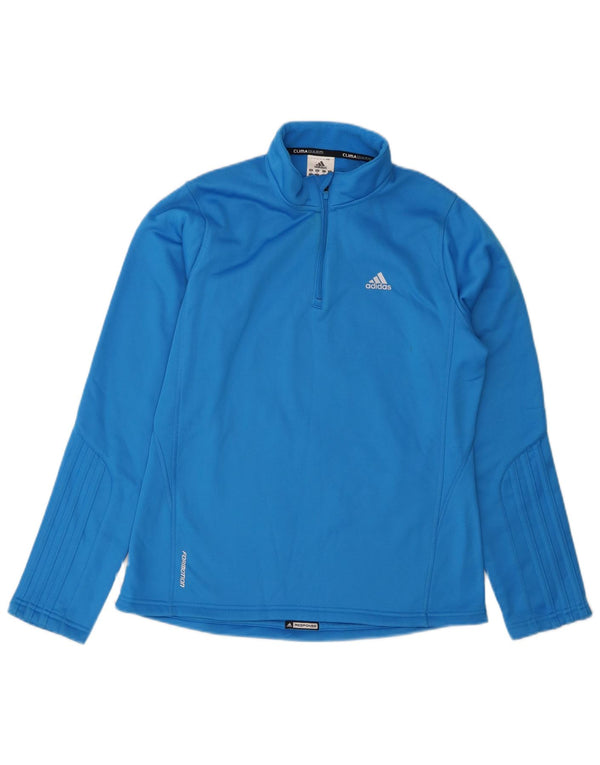 Pulover ADIDAS Climawarm, cu fermoar, cu gât, UK 14, albastru mediu