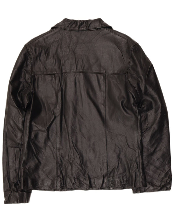 Jachetă de piele vintage pentru femei UK 14 Medium Black Leather