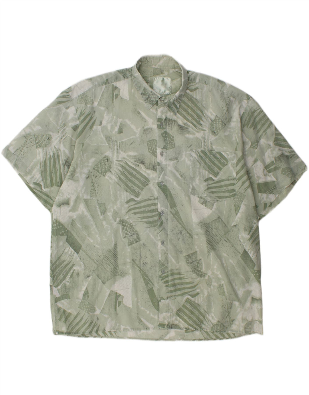 VINTAGE Mens Abstract Pattern Short Sleeve Shirt 3XL Green Vintage Vintage and Second-Hand Vintage from Messina Hembry 