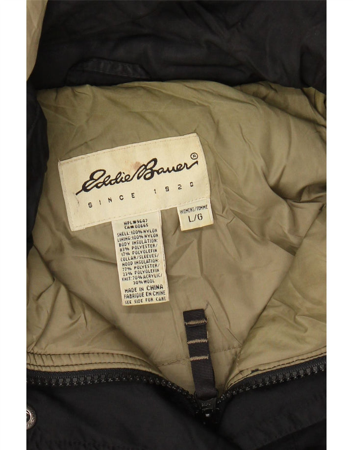 EDDIE BAUER Jachetă de vânt cu glugă supradimensionată pentru femei UK 16 mare, negru