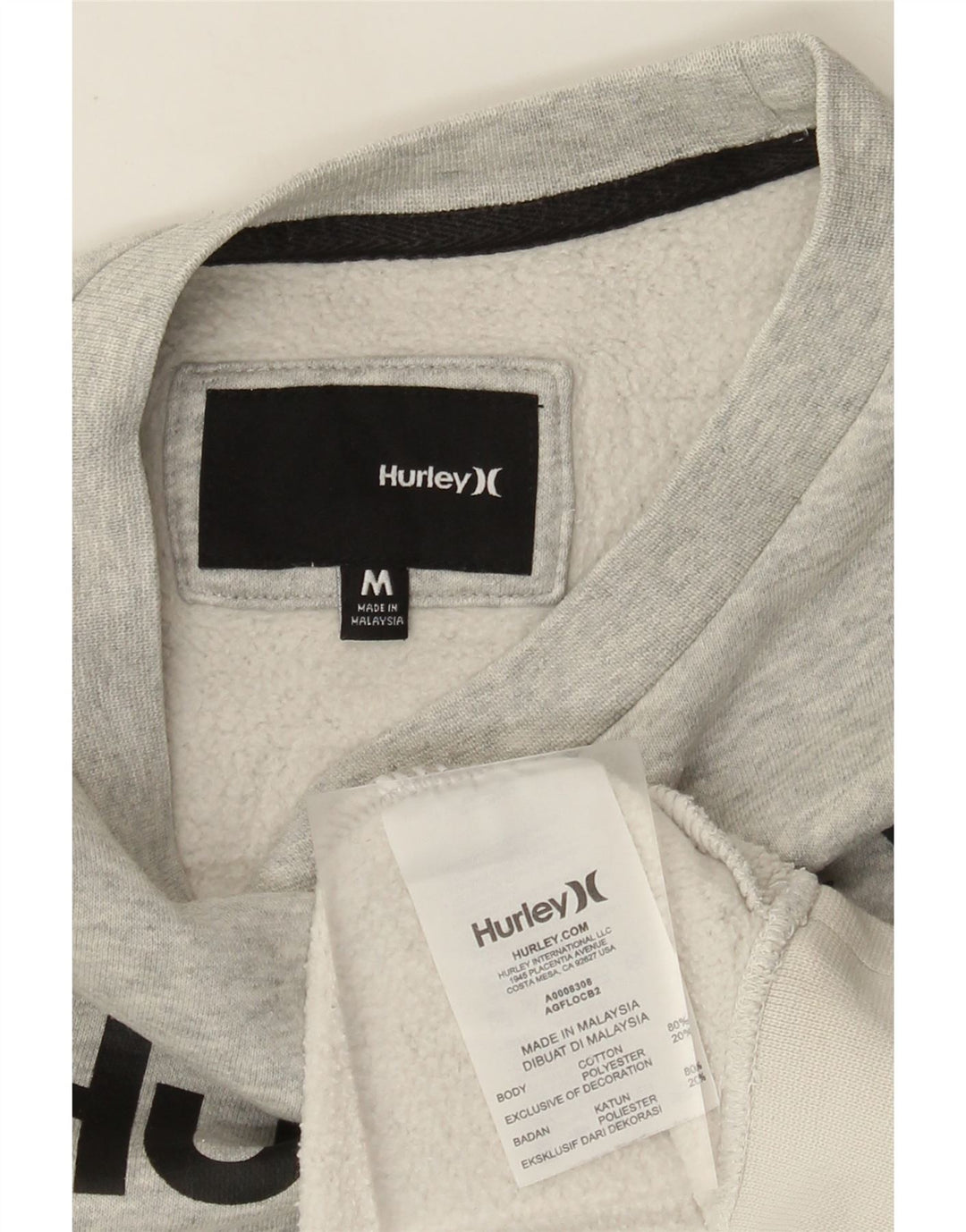 Hanorac grafic pentru bărbați Hurley Jumper, gri mediu, bumbac color bloc