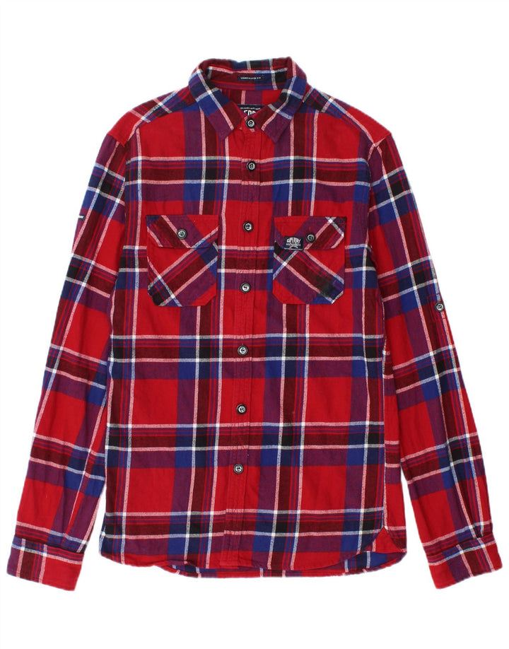 Cămașă de flanel pentru bărbați Superdry, bumbac cu carouri mici, roșii
