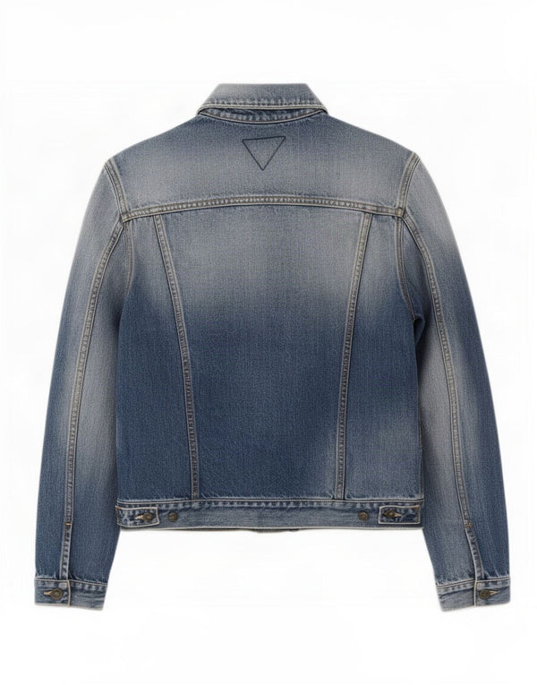 Jachetă de denim pentru femei Meltin' Pot Acid Wash UK 14, bumbac albastru mediu