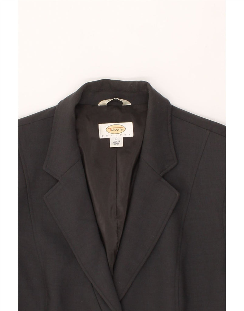 TALBOTS Womens Petite 2 Button Blazer Jacket US 10 Large Grey Wool Vintage Talbots and Second-Hand Talbots from Messina Hembry 