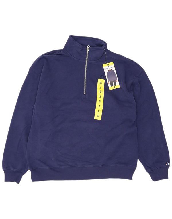 Pulover pentru femei Champion, cu fermoar supradimensionat, cu gât, UK 10 Mic, bleumarin