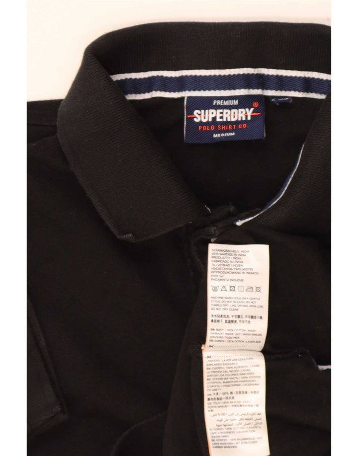 Tricou polo pentru bărbați Superdry, bumbac mediu negru