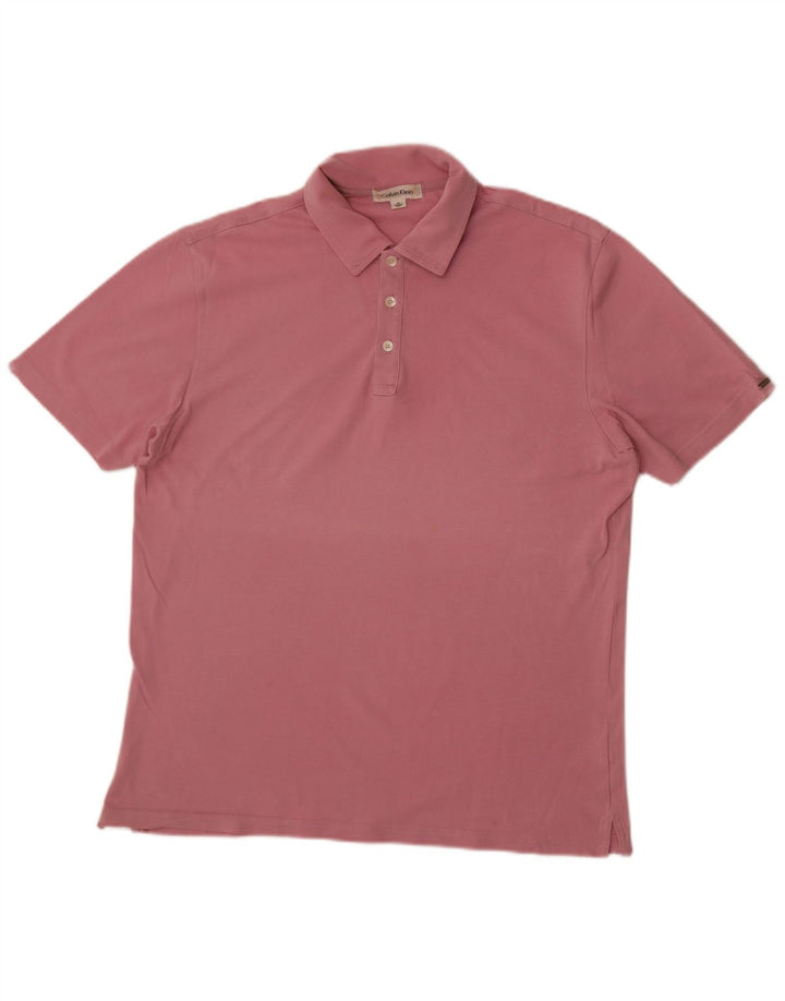 Cămașă polo Calvin Klein pentru bărbați, bumbac roz mediu