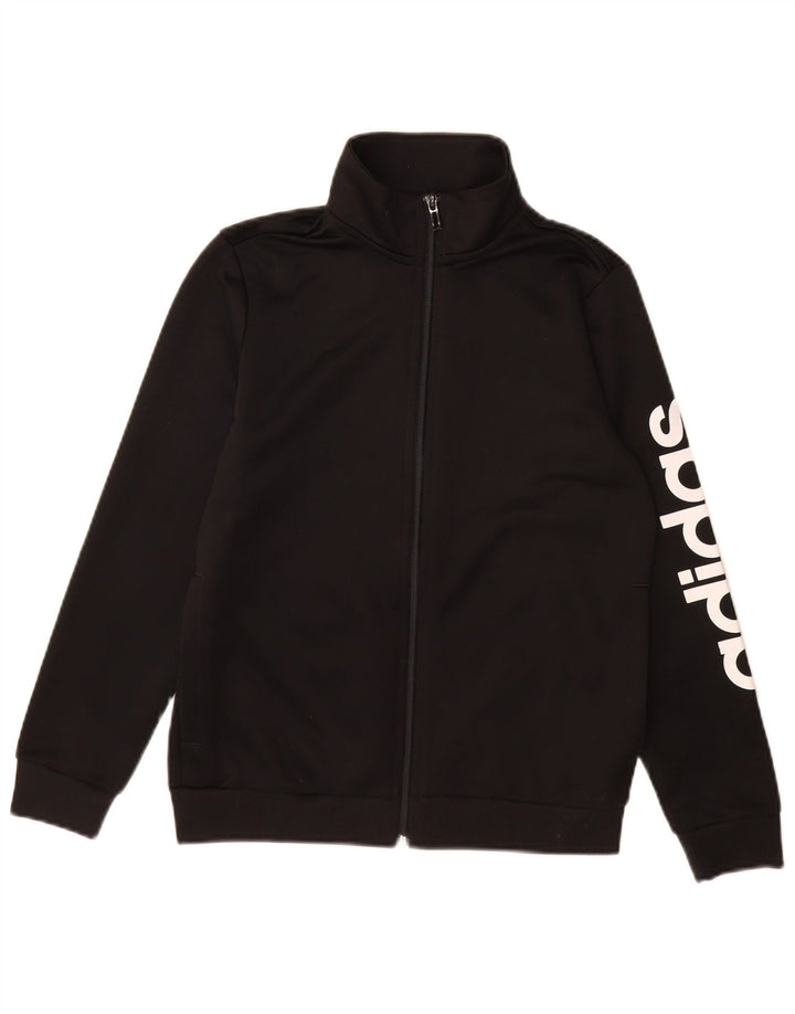 Jachetă de top pentru trening cu grafic pentru fete Adidas 11-12 ani poliester negru