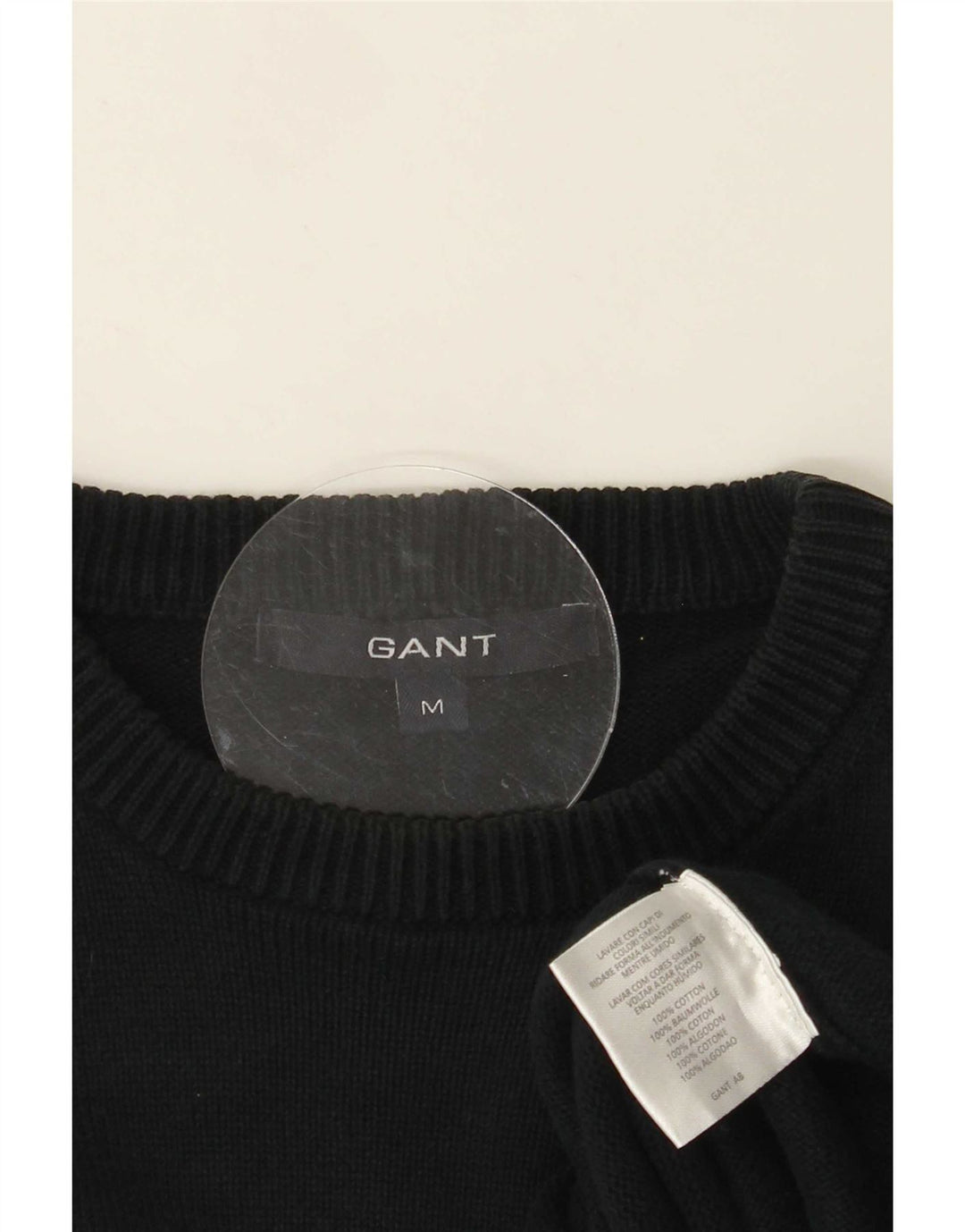 Pulover Gant pentru bărbați, cu gât roșu, din bumbac, albastru bleumarin mediu