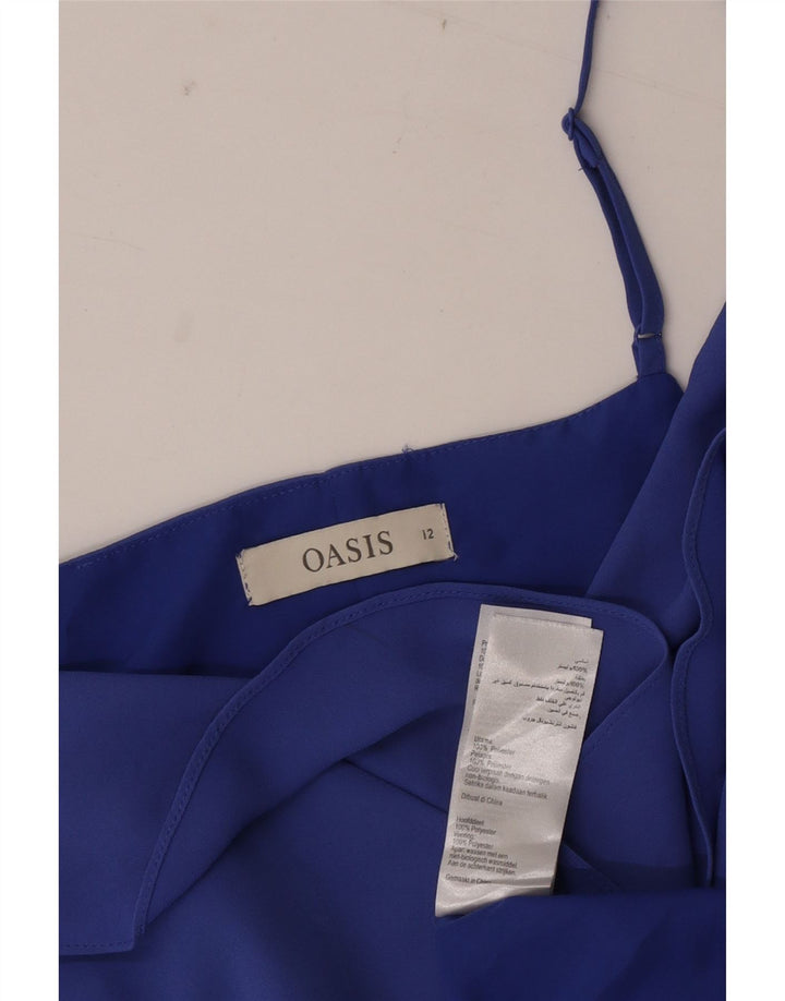Rochie Oasis pentru femei, fără mâneci, cu volane în față, UK 12, albastru mediu
