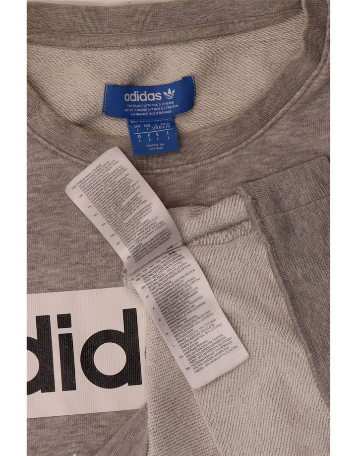 Hanorac grafic pentru bărbați ADIDAS Pulover mare din bumbac gri