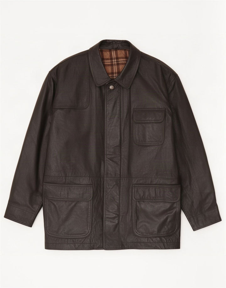 Jachetă de piele vintage pentru bărbați UK 40 Large Black