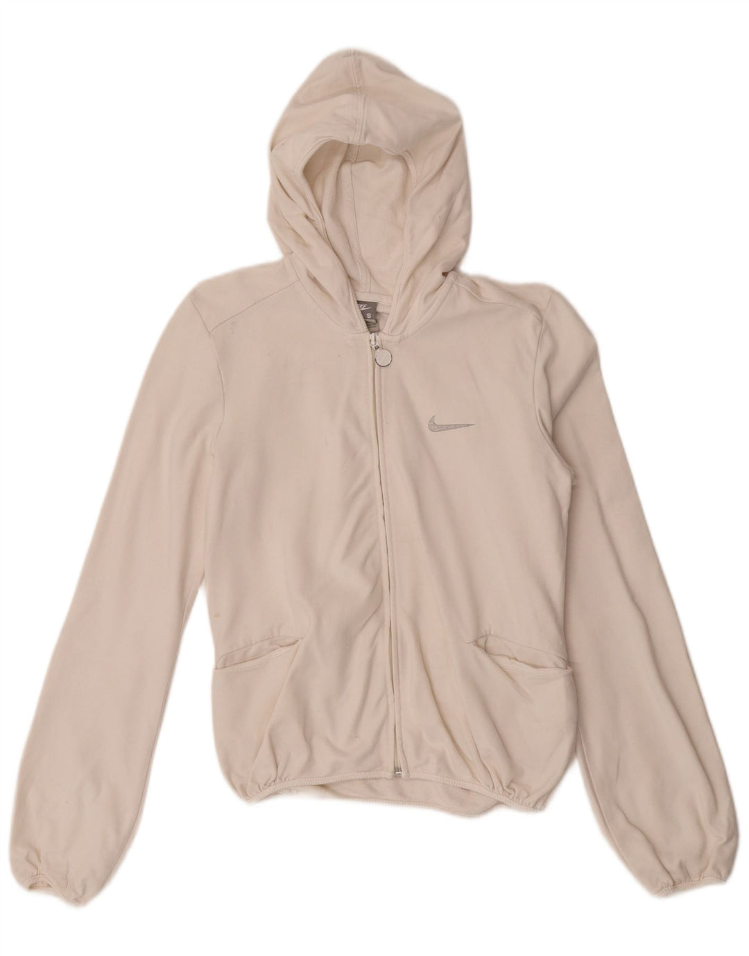 Pulover Nike pentru femei, cu fermoar, din bumbac alb, UK 8/10