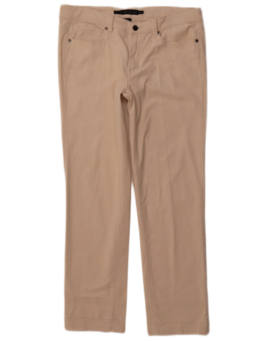 CALVIN KLEIN Pantaloni skinny din velur pentru femei US 12 Large W31 L28 Bej