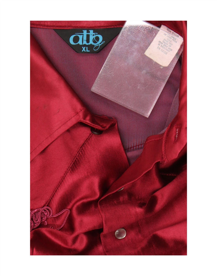 Bluză cămașă vintage pentru femei UK 18 XL Acetat roșu