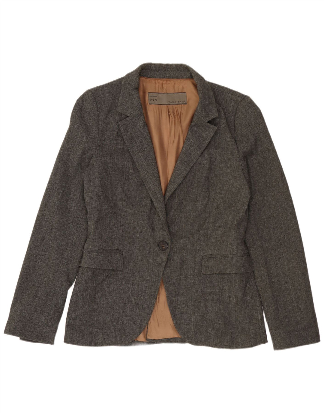 Jachetă Blazer pentru femei Zara cu 1 nasture UK 12 Medium Gri Poliester