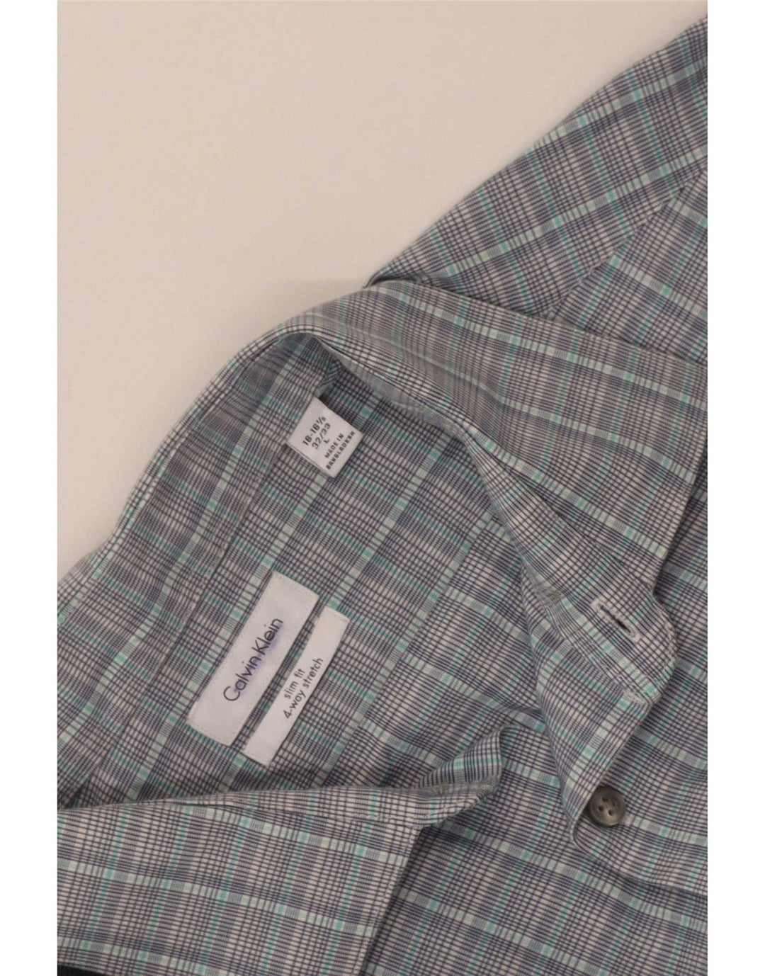 Cămașă pentru bărbați Calvin Klein Slim Fit Mărimea 16 1/2 mare, gri cu carouri