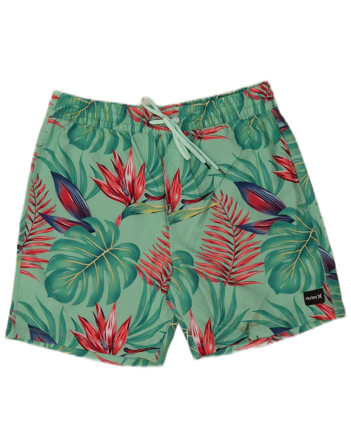 HURLEY Pantaloni scurți de înot pentru bărbați, verde mediu, poliester floral