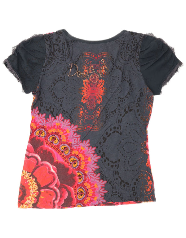 Tricou Desigual pentru femei Rainbow Graphic Top UK 18 XL Bleumarin Floral
