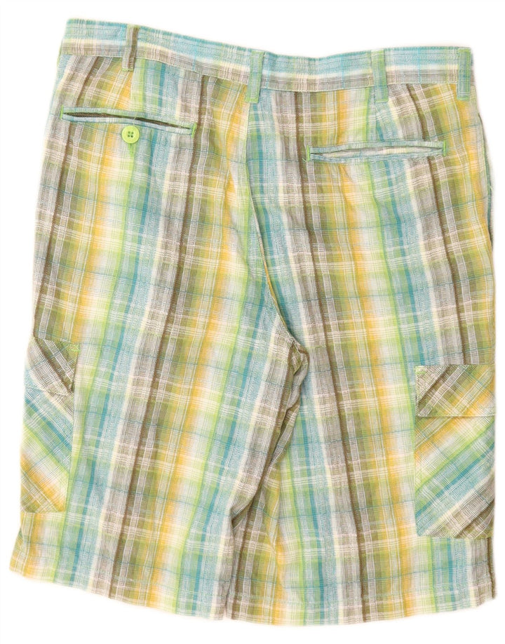 Pantaloni scurți cargo pentru bărbați Bear W32, bumbac cu carouri medii, multicolore