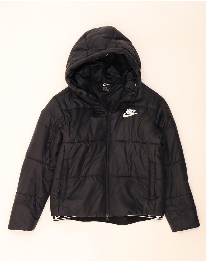 Jachetă căptușită cu glugă Nike pentru femei UK 14 Poliester mediu negru