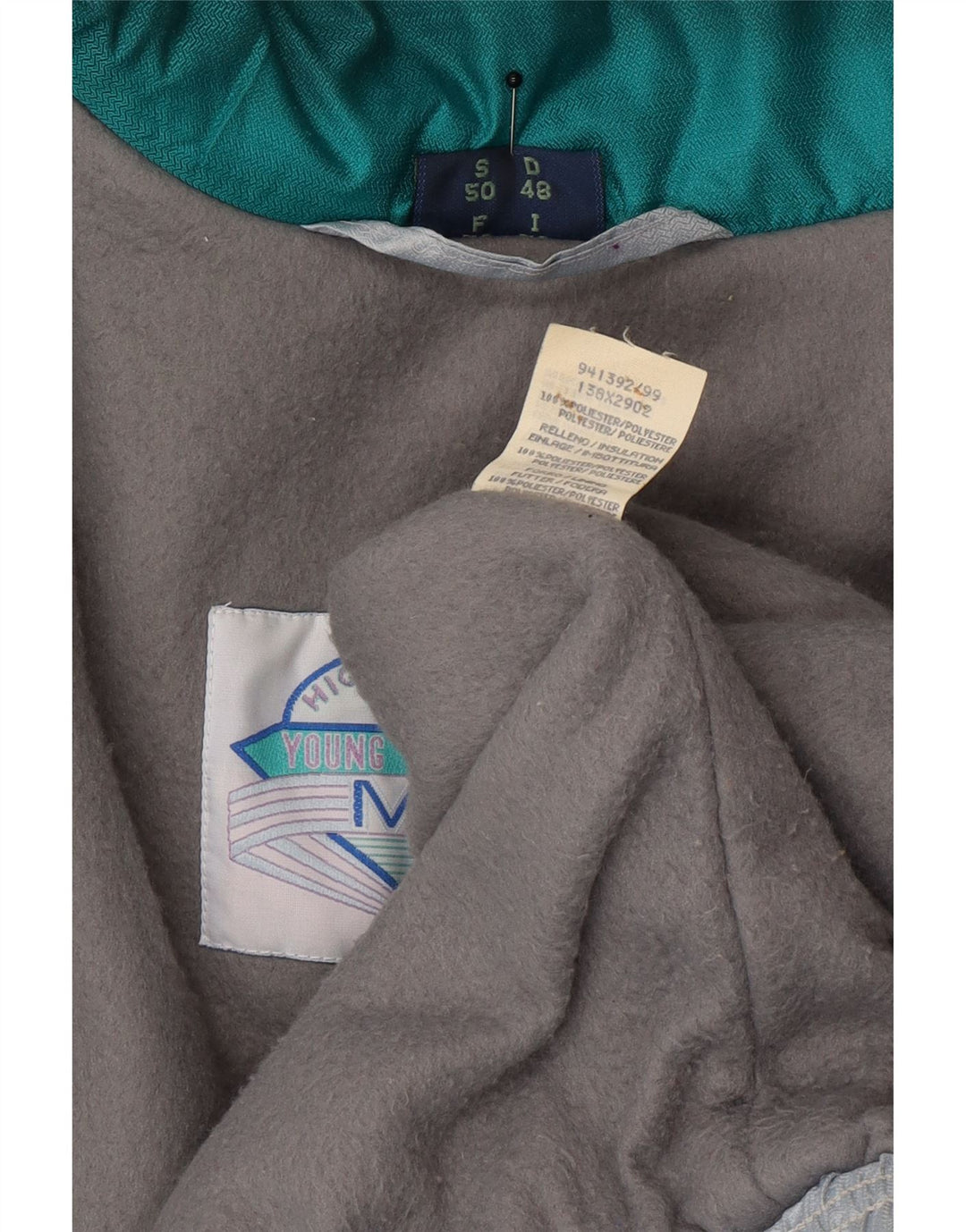 Jachetă de schi cu grafică vintage pentru bărbați EU 48 Medium Green Colorblock Poliamidă