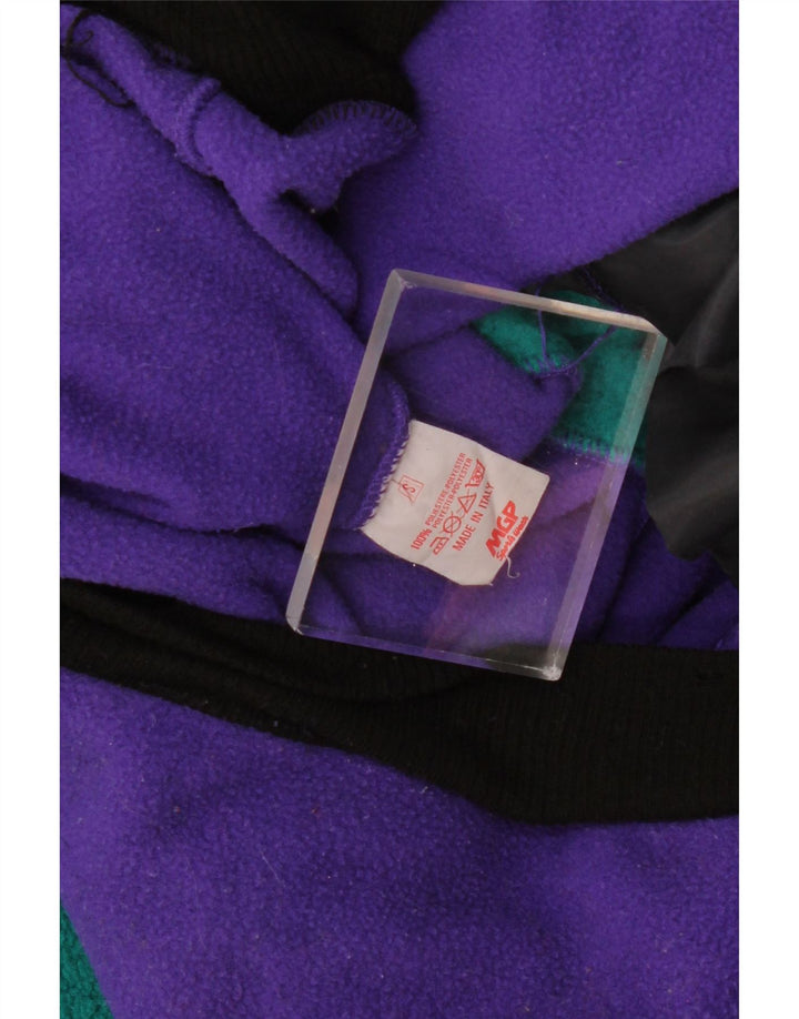 VINTAGE Womens Oversized Fleece Jumper UK 10 Small Purple Colourblock