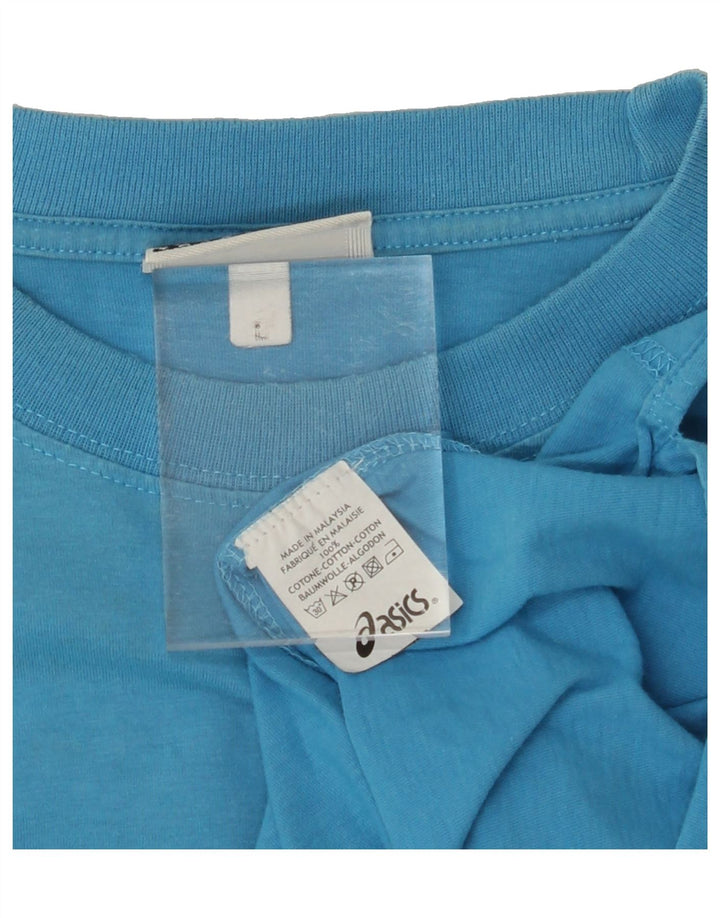 ASICS Mens Graphic T-Shirt Top Large Blue Cotton Vintage Asics and Second-Hand Asics from Messina Hembry 