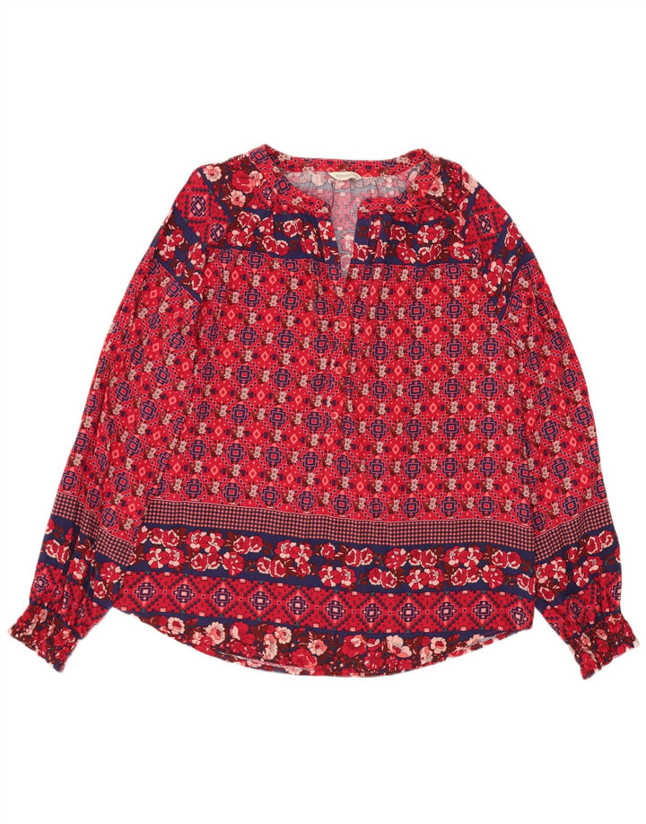Bluză cu mânecă lungă pentru femei Monsoon Top UK 14 mare, roșu, geometric, viscoză