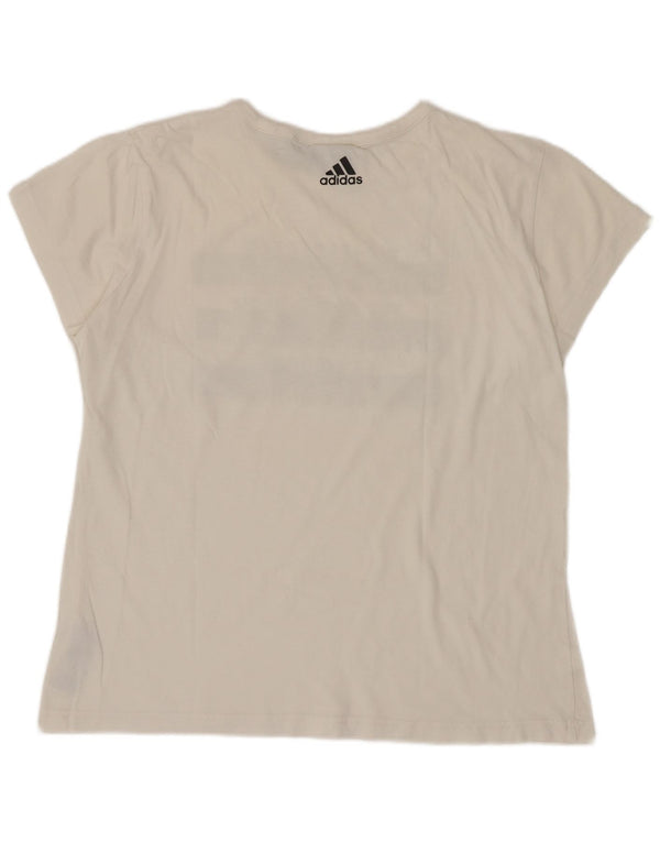 Tricou grafic Adidas pentru femei Top UK 12/14 Medium White Bumbac