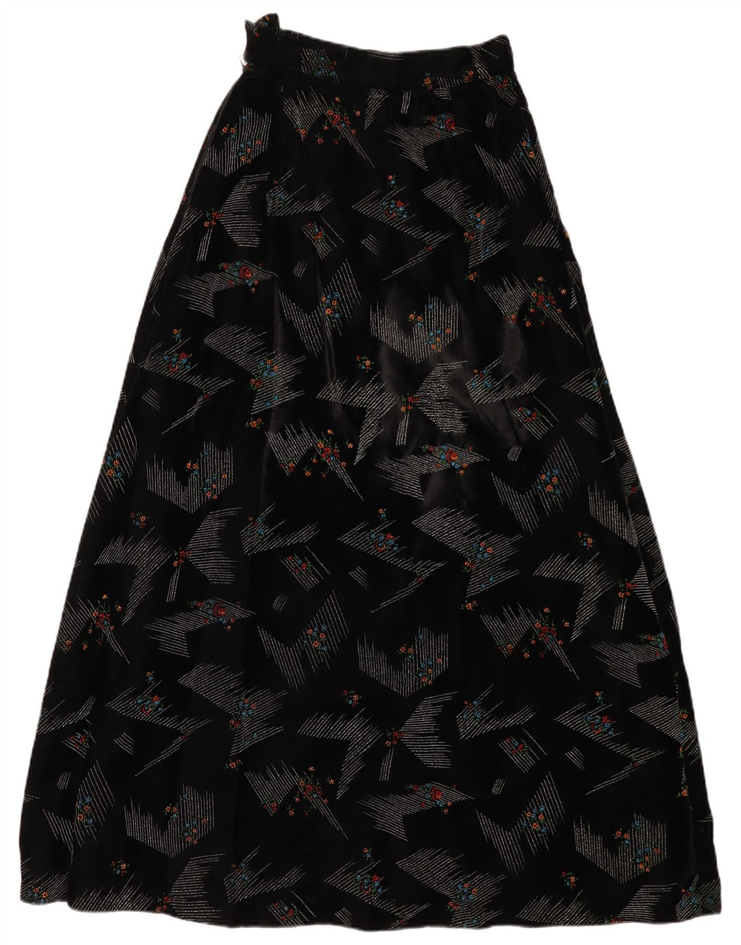 Fusta Maxi pentru femei VINTAGE cu talie înaltă W24 XS Negru Floral