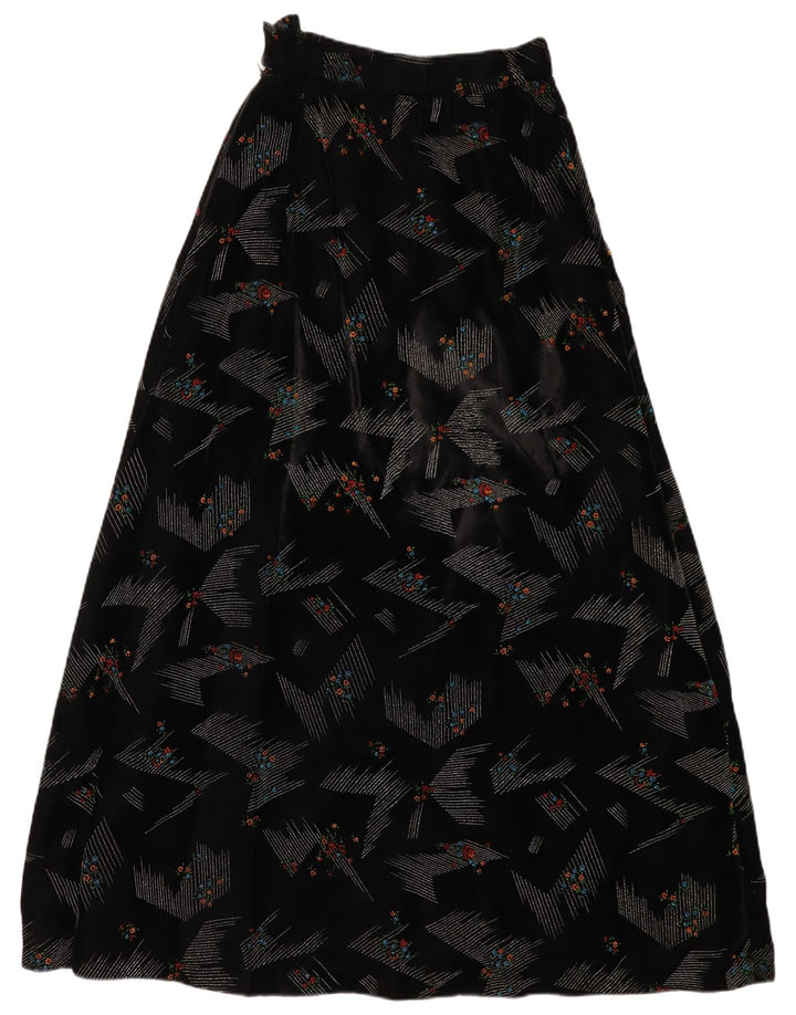 Fusta Maxi pentru femei VINTAGE cu talie înaltă W24 XS Negru Floral