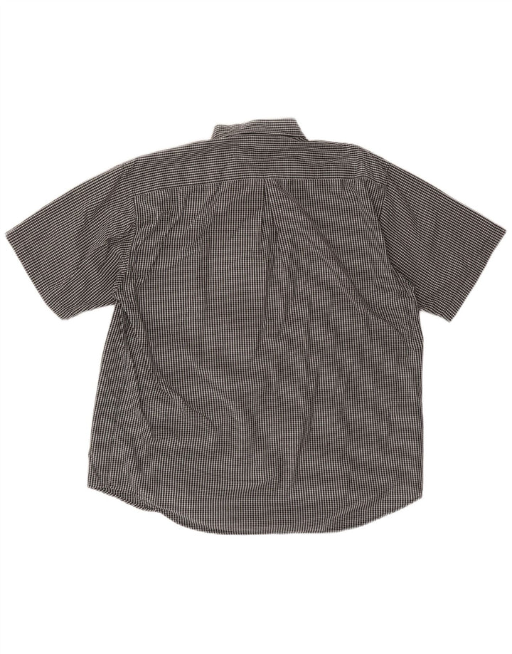 Cămașă pentru bărbați FILA cu mânecă scurtă XL, bumbac negru cu carouri