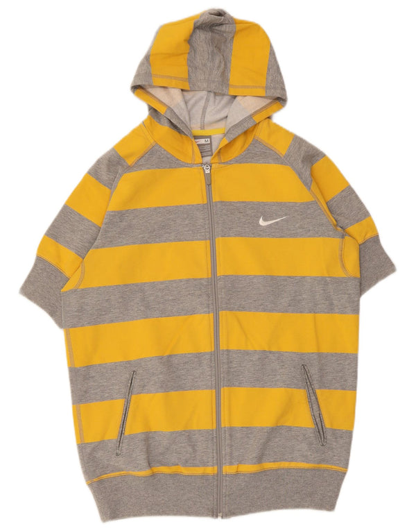 Pulover Nike pentru femei cu mânecă scurtă, cu fermoar, cu glugă, Marea Britanie 10/12, în dungi galbene medii