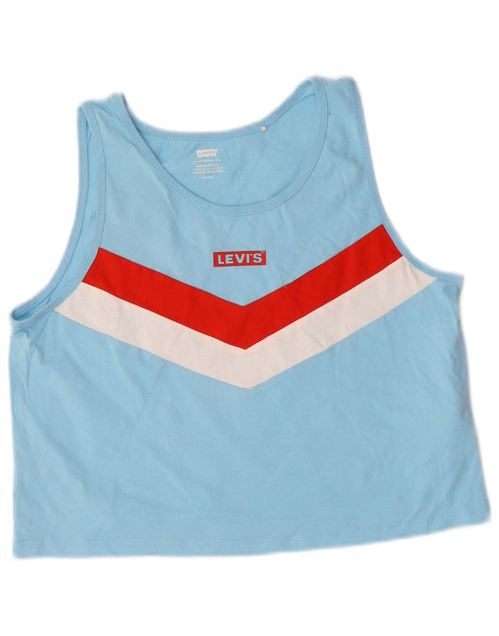 Top cu vestă crop Levi's pentru femei UK 10 mic, albastru, bumbac color bloc