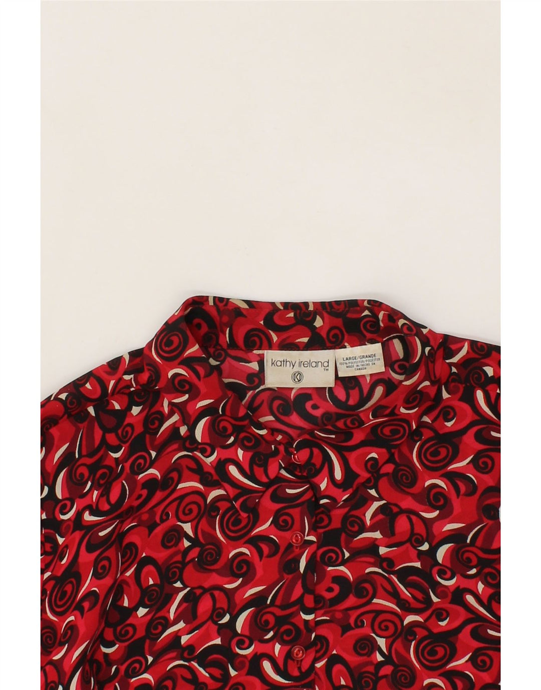 KATHY Womens Shirt Blouse UK 14 Large Red Paisley Polyester Vintage Kathy and Second-Hand Kathy from Messina Hembry 