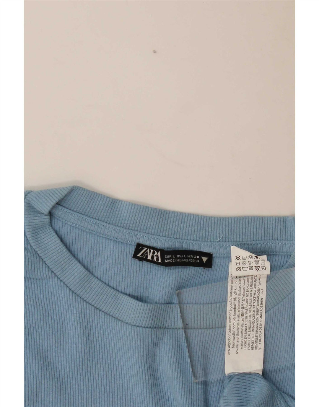 Bluză de top pentru femei Zara UK 14 mare, albastru, bumbac