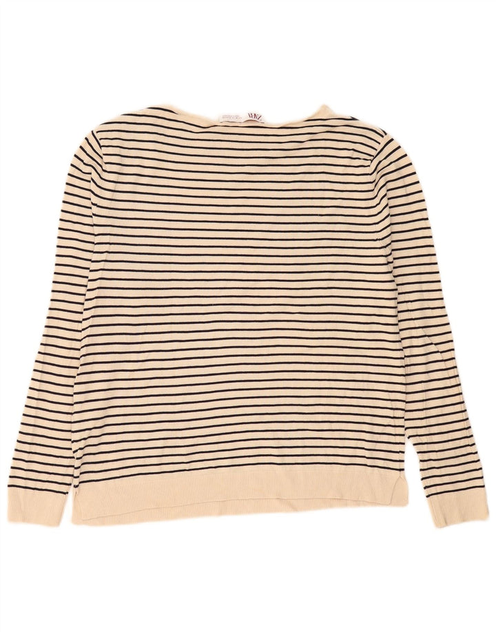 Top femeie Zara cu mânecă lungă UK 14 Medium Bej, viscoză cu dungi