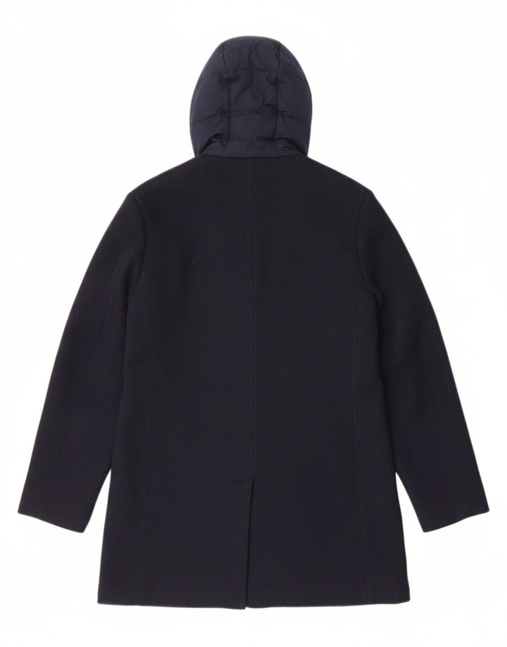TED BAKER Boys Hooded Overcoat 9-10 Years Navy Blue Polyester