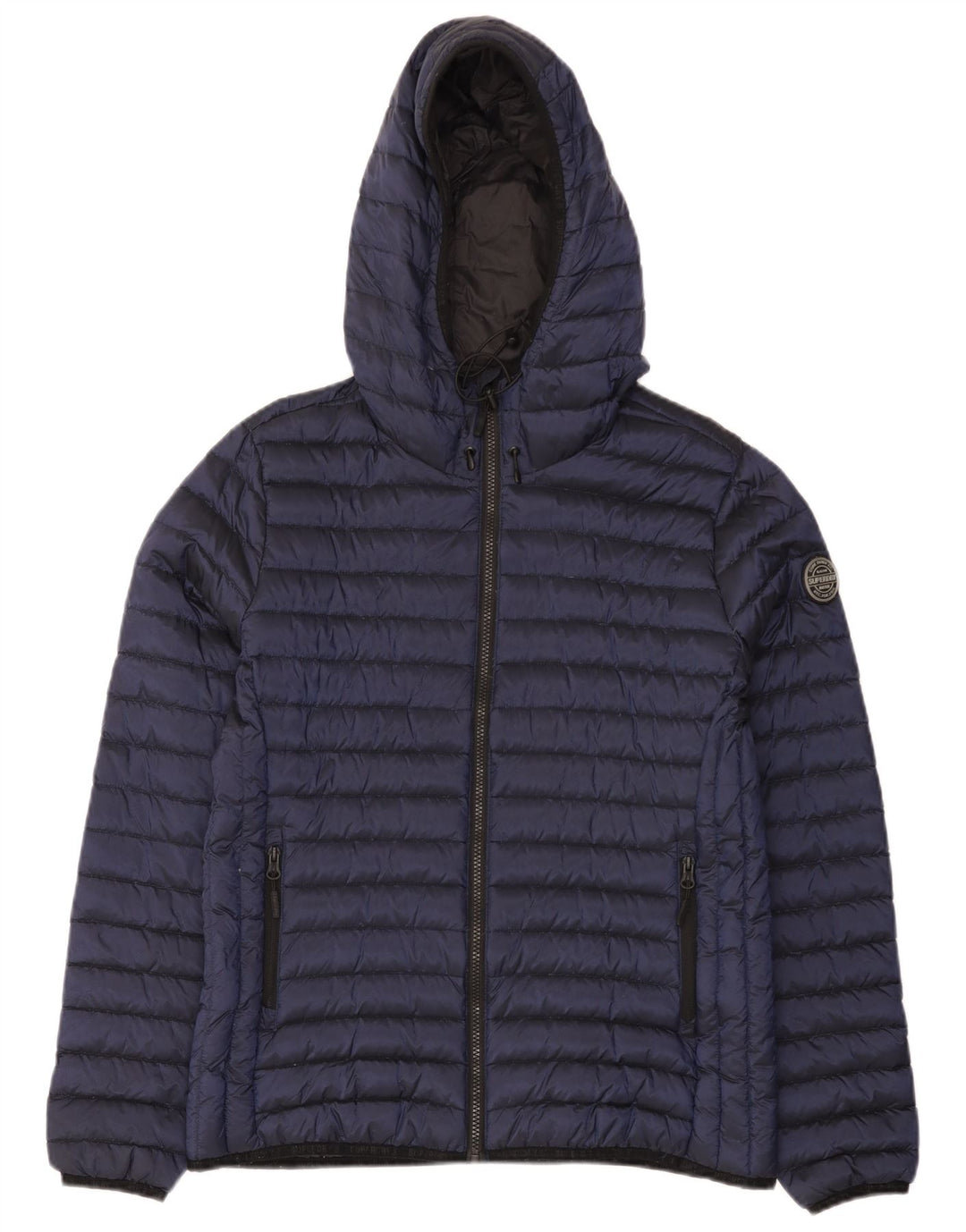 Jachetă căptușită cu glugă Superdry pentru femei UK 16 mare nailon bleumarin