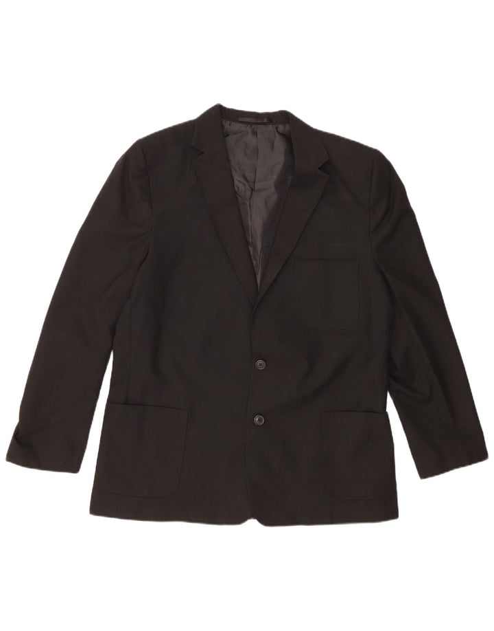 MARKS & SPENCER Boys 2 Button Blazer Jacket 14-15 Years Black Polyester