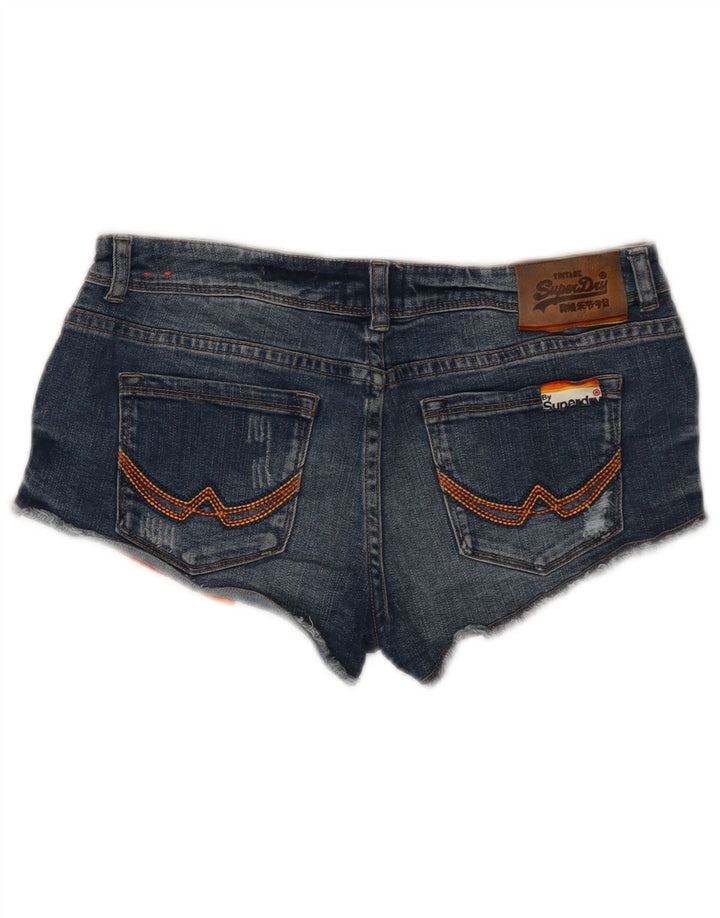 Pantaloni caldi din denim învechit pentru femei Superdry W28, bumbac albastru mediu